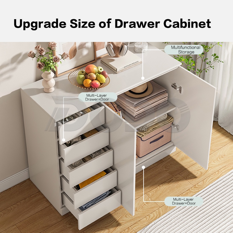 5/4 Layer Chest Drawer with Door Drawer Storage Cabinet 4 Laci Drawer ...