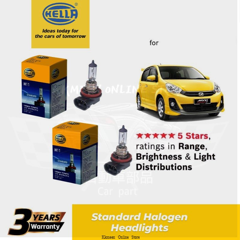 HELLA Standard Halogen H11 Headlight Bulb for Perodua Myvi Lagi Best (1