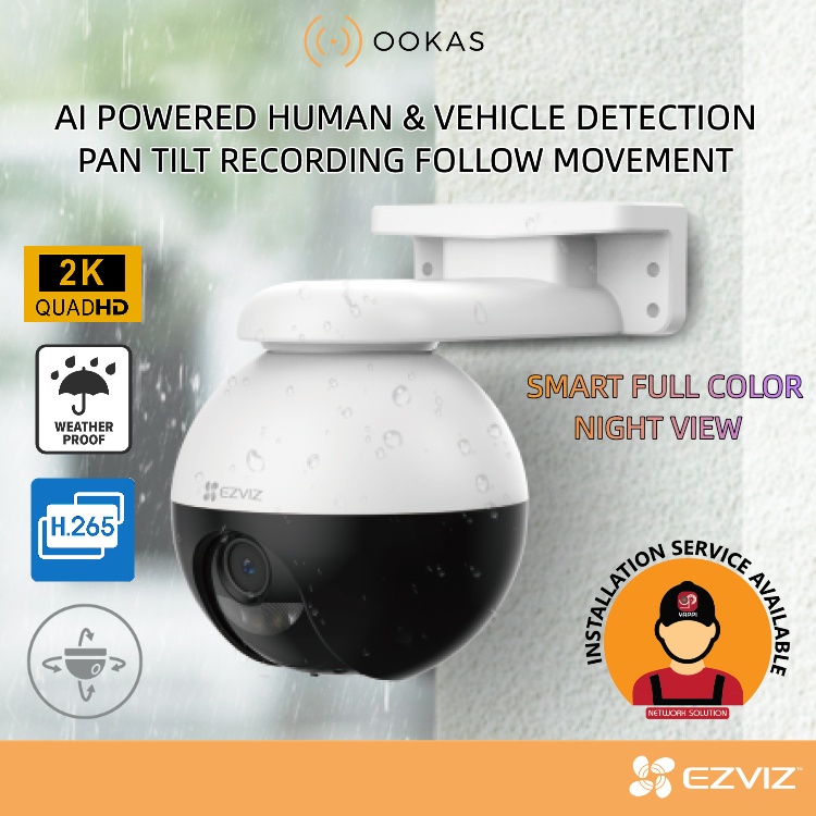Ezviz C8W PRO 2K 3MP Pan Tilt 360 Outdoor / Indoor Ai Human & Vehicle ...