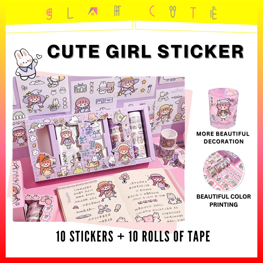 Cute sticker gift box set tape stationery journal sticker notebooks