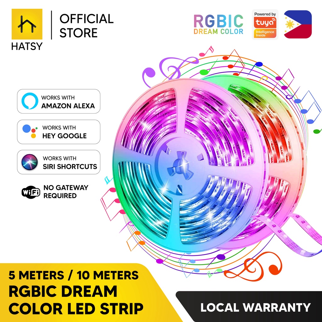 HATSY WIFI RGBIC LED STRIP - 5 & 10 METERS, 3 PIN, DREAM COLOR, RGB ...