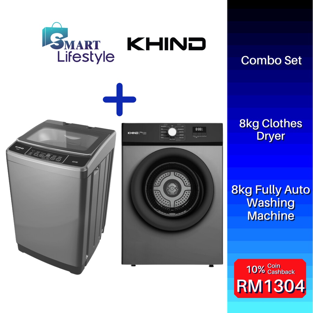 8kg Clothes Dryer CD819 + 8kg Fully Auto Washing Machine