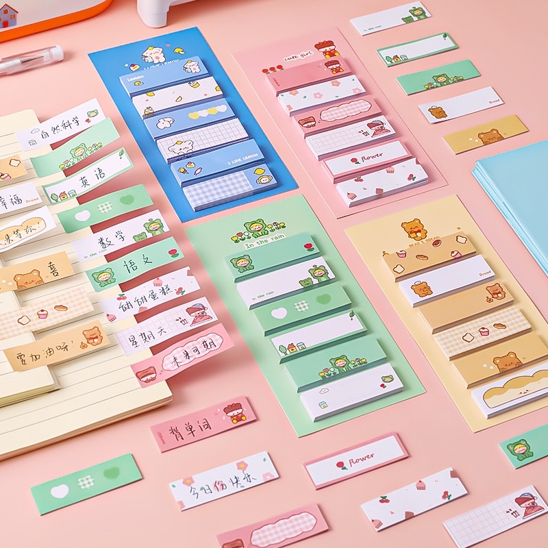 Cute Cartoon Sticky Notepad Office School Message 卡通ins便利贴学生多功能标记分类索引贴 ...