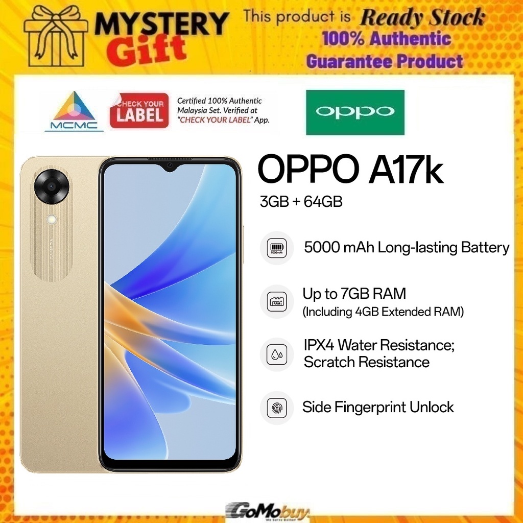 OPPO A16k (3+32GB) / A17k (3+64GB) Smartphone | 5000mAh Long-Lasting ...