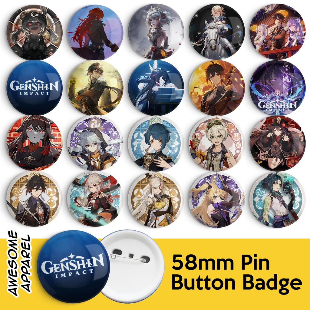 Genshin Impact Anime Designs 58mm 44mm Button Badge with Pin (Z326-Z345 ...