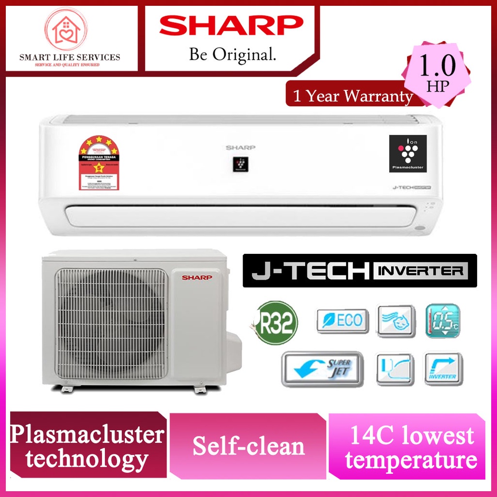 【5⭐ENERGY SAVING】SHARP Plasmacluster Air Conditioner J Tech Inverter