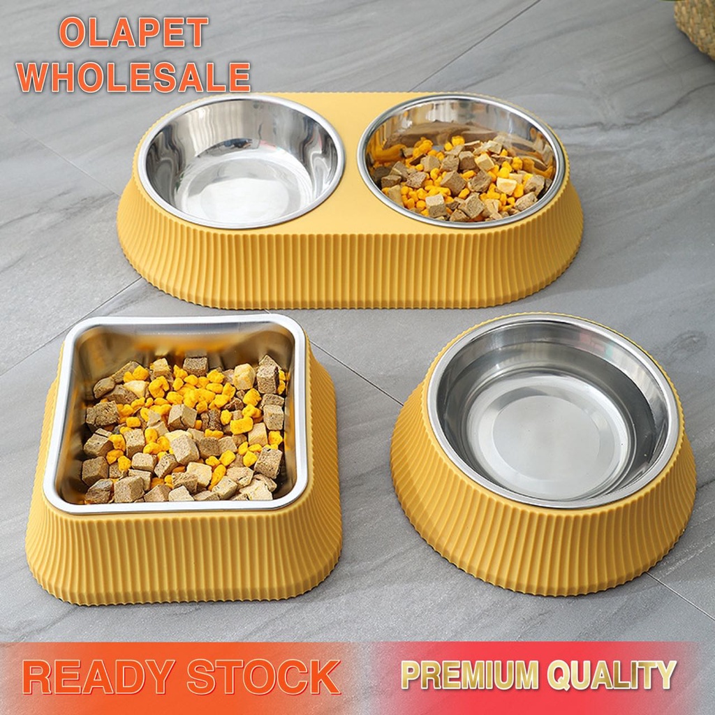 New pet dog/cat food utensils Roman pattern oval stainless steel pet