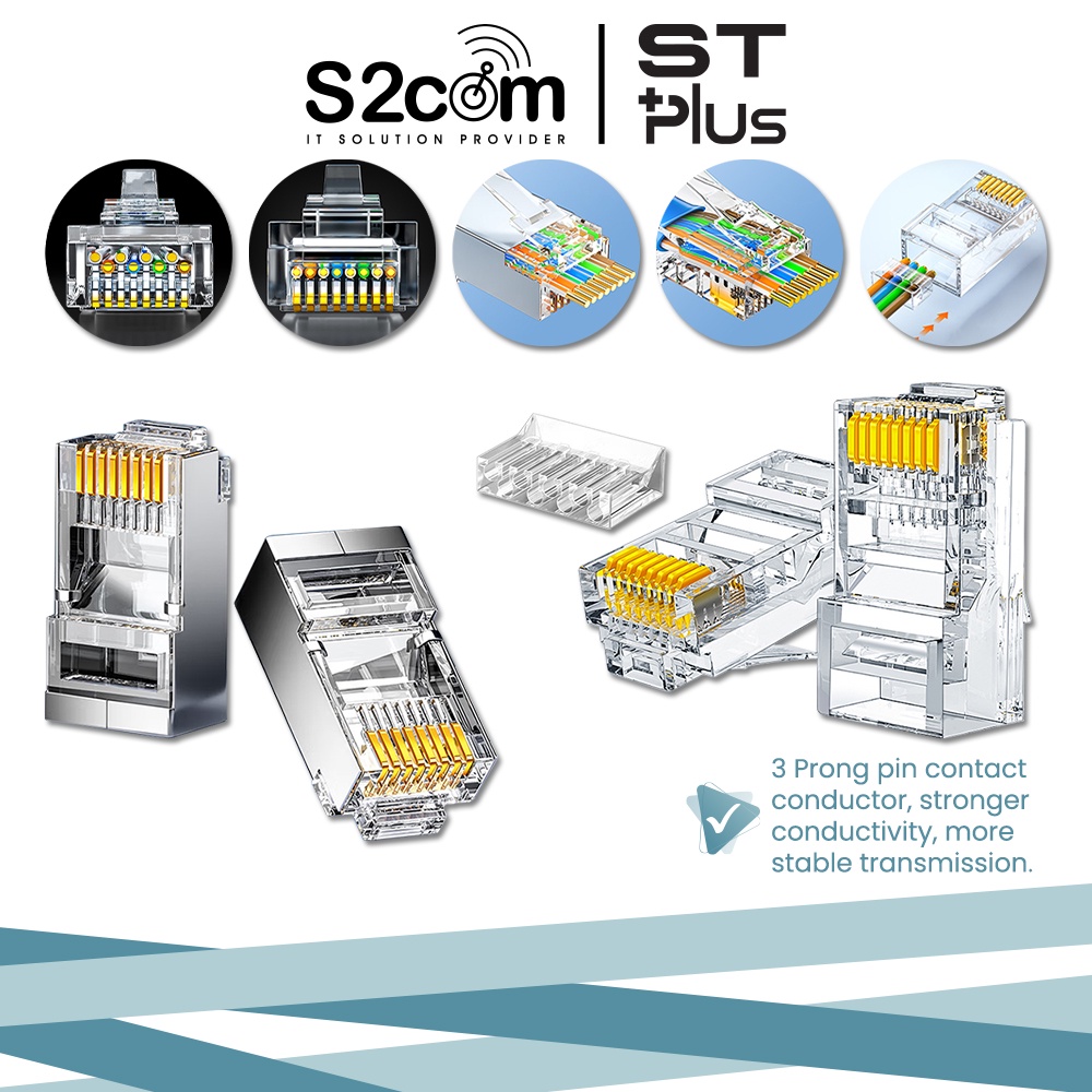 Cat5E Cat6 Ezi Pass Through Shielded / Unshielded RJ45 Modular ...