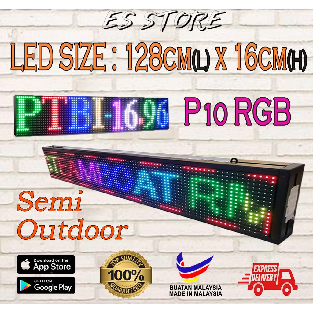 P10 RGB Full Color LED Signboard Display Semi Outdoor Mobile App Wifi ...