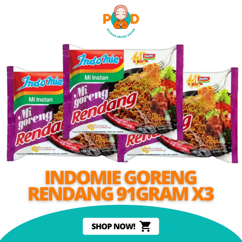 Indomie Instant Noodles Fried Rendang 91 grams x 3 | Shopee Malaysia