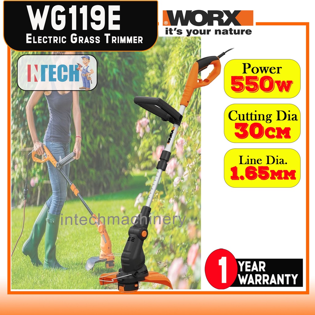 WORX WG119E ELECTRIC CORDED 550W 30CM GRASS TRIMMER EDGE