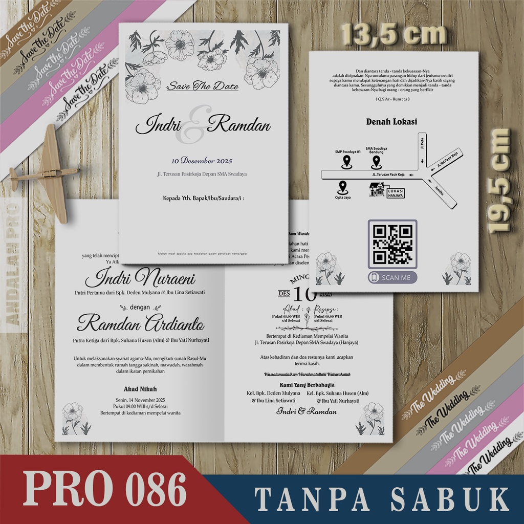 Pro 086 Fold 2 Simple - Print Invitation Color/Color Price Wedding ...