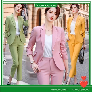 Newest Arrival Elegant Green Pink Formal Uniform Designs Pantsuits With Jackets  Coat and Pants Spring Summer Women Business Work Wear OL Styles Blazers  Female Pantsuits Trousers Sets Career Interview Job Clothing Sets
