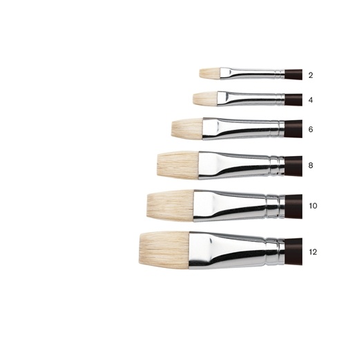 Winsor & Newton Azanta Black Pinsel Gr. 02 – Kurzer Flachkopf, Langer Stiel, Für Öl & Acryl
