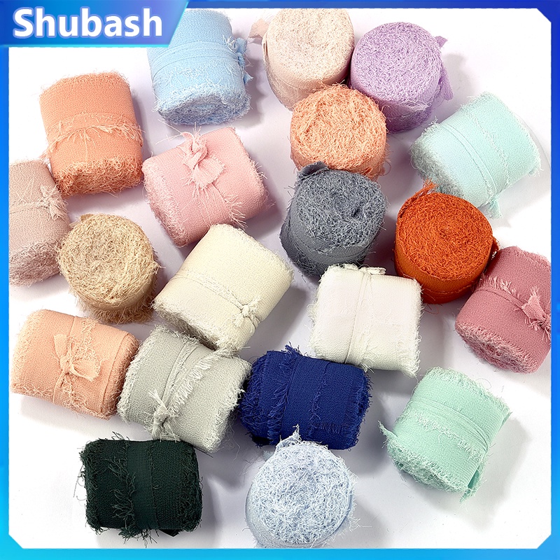 4CM*5M Handmade Frayed Edged Wrinkle Chiffon Silk Ribbon For Wedding ...