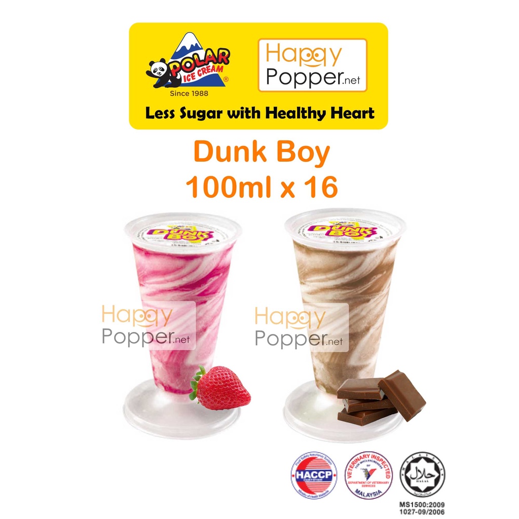 Happypopper Polar Ice Cream Dunk Boy 100ml x 16cups Dpuble Chocolate