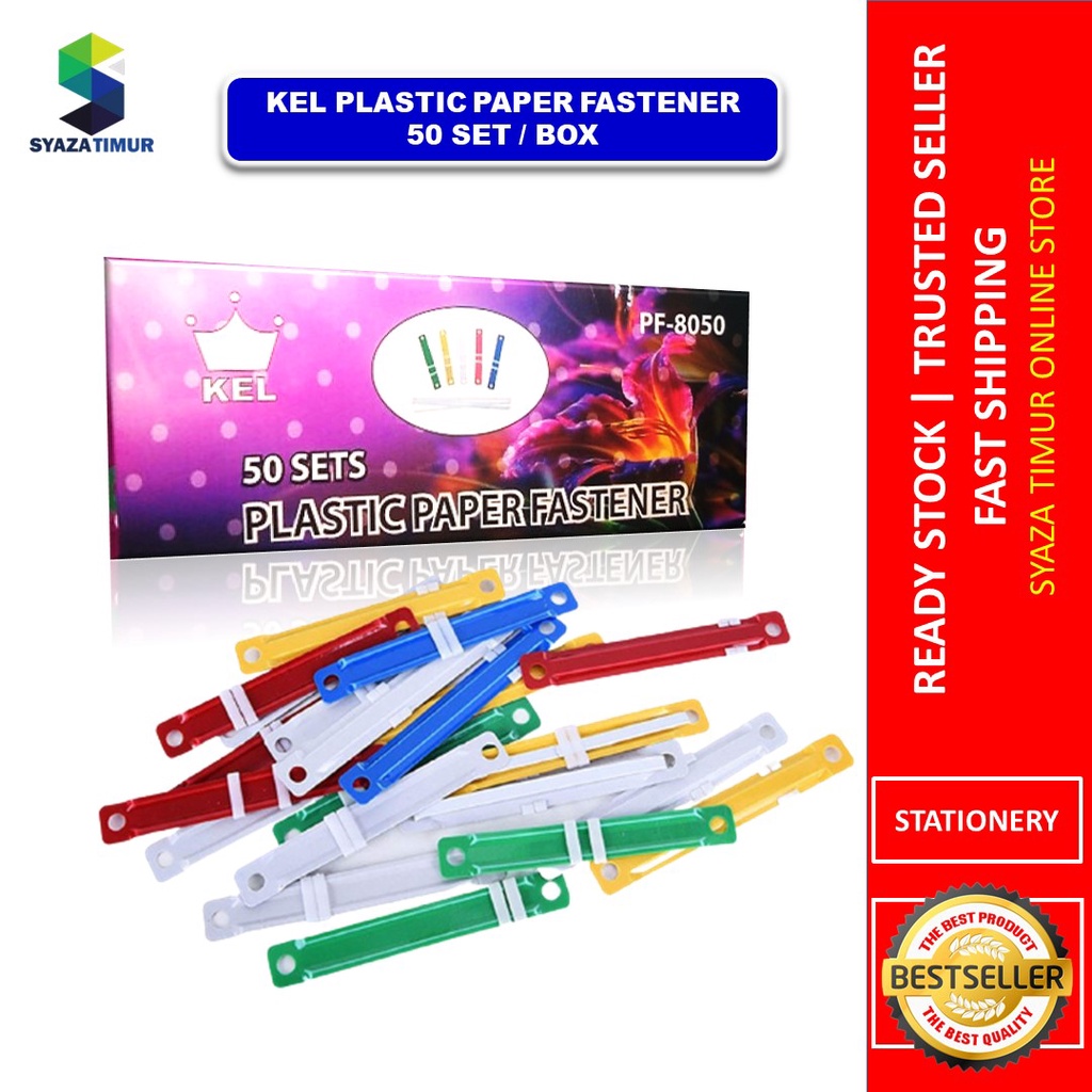 [ST-GR MY] High Quality Plastic Paper Fastener 50 Set/Box Mix Colour ...