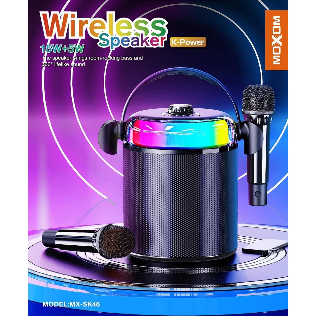MOXOM MXSK46 SK46 Wireless Bluetooth 5.0 Speaker LED RGB Light With