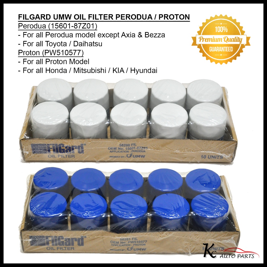 Filgard UMW RPNR GEP Oil Filter Perodua / Proton 10pcs 1 box | Shopee ...