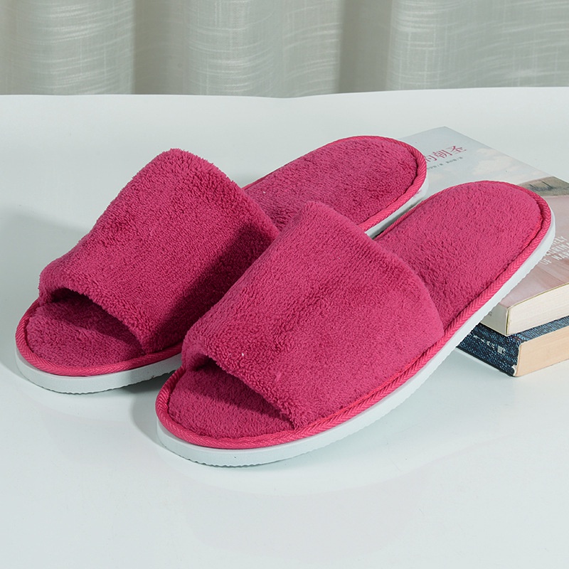 Women/Men Fleece Slippers Solid Color Coral Soft Nondisposable Home