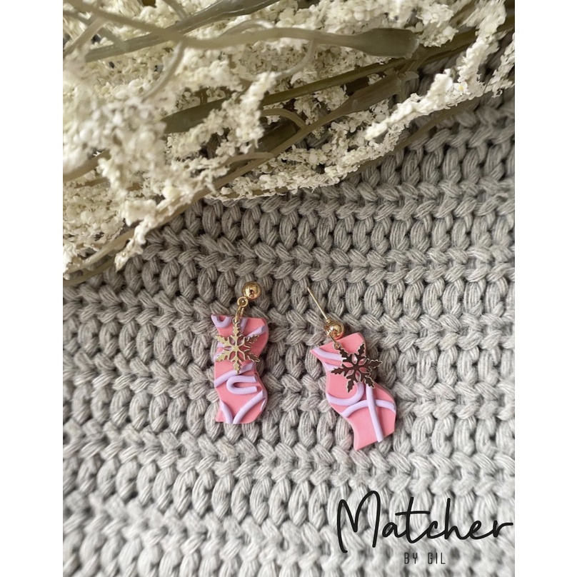 Handmade Earrings by MatcherByGil 手工软陶耳环- Abstract line with