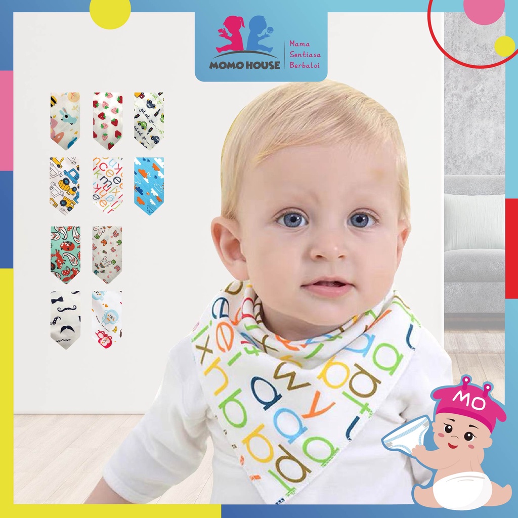 Baby Toddler Cotton Triangle Bib With Button (10 Design) | Shopee Malaysia