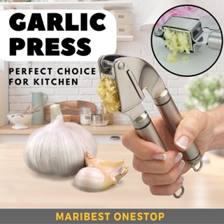 Garlic Press Rocker Silicon Garlic Peeler Stainless Steel Garlic Mincer  Clove Crusher Masher Mincing Tool Innovative NEW Kitchen Gadget (silver  black