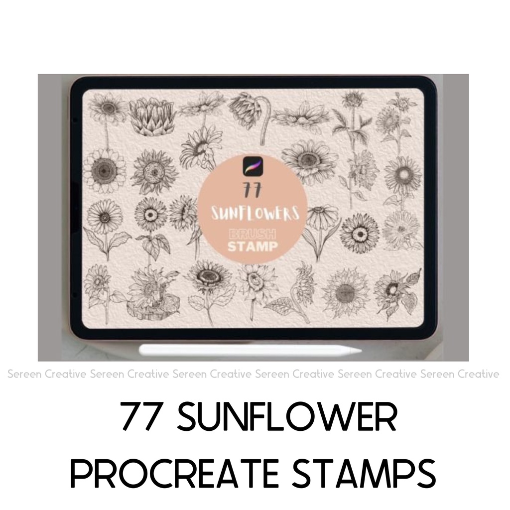 P16 Sunflowers Procreate Brushes Stamps (Floral Flower Botanical ...