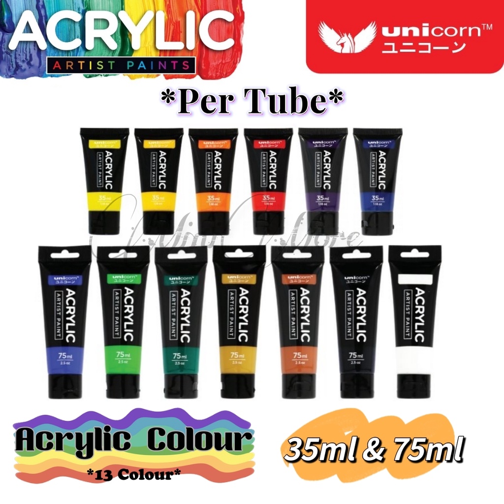 (MiniMore) Unicorn Acrylic Paint / Artist Paints -35ml & 75ml *Per Tube ...