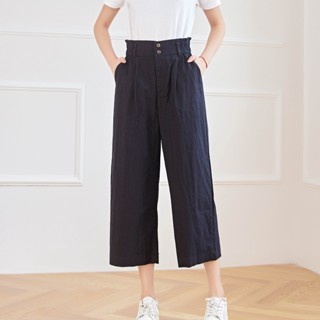 Eyouth 10123 Ladies wide leg pants High waist women casual pants culottes  3/4 length