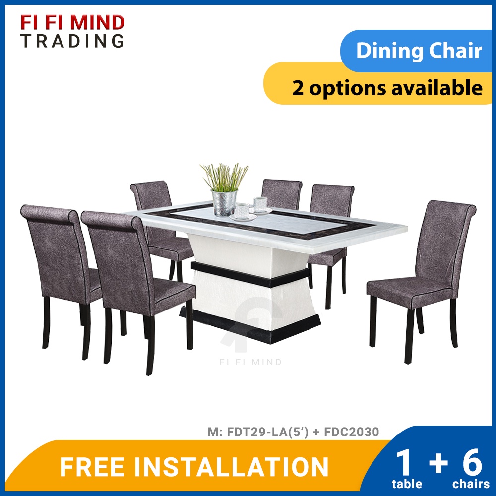 Rolf Marble Dining Table Set/ Dining Table 6 Seater/ Meja Makan 6 ...