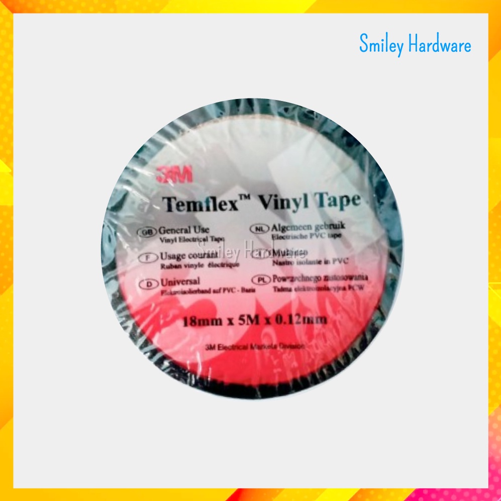 3M Temflex Vinyl Electrical Insulating Wire Tape Black Tape | Shopee ...