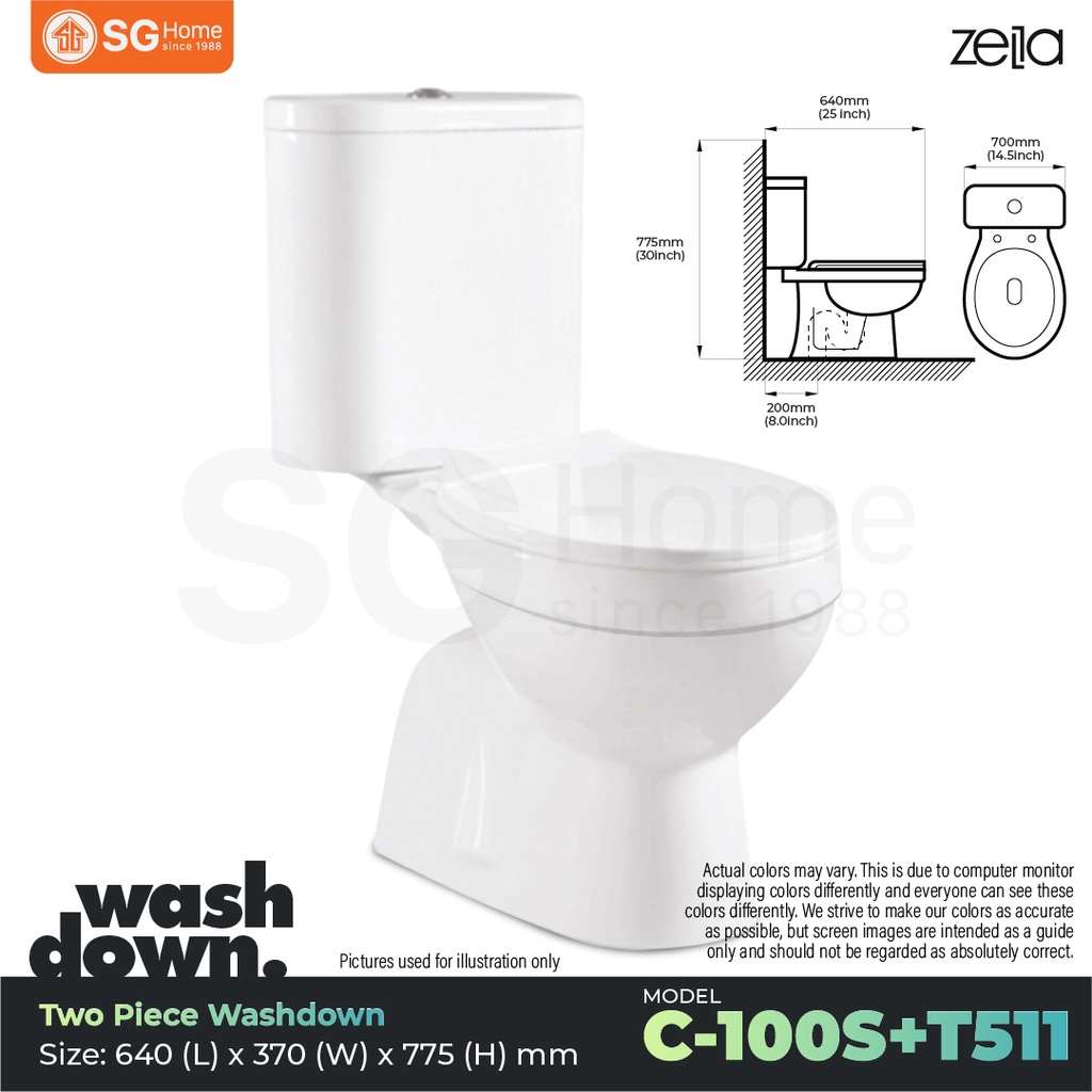 SANIWARE WC2110A / Zella C100 Two Piece Toilet Washdown Water Closet