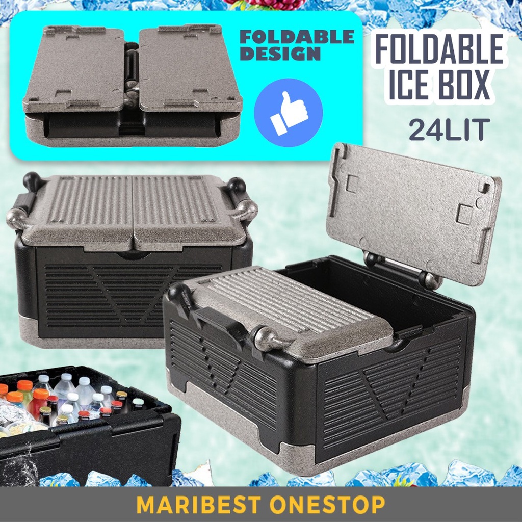 Camping Cooler Box Foldable Ice Cooler Food Storage Box Kotak Ais Box Picnic Food Storage Box