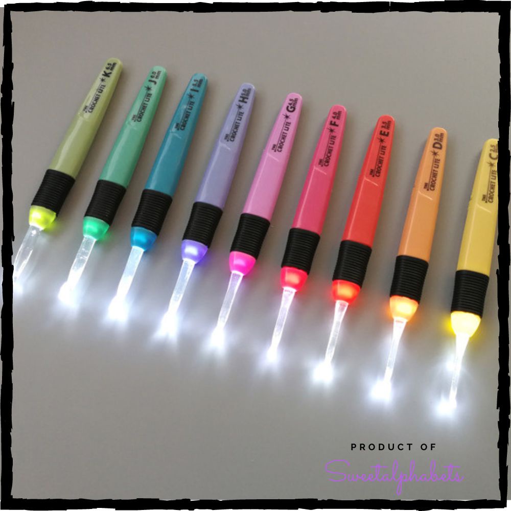 SA The Crochet Lite Needle Hook with LED set 9pcs Knitting Crochet ...