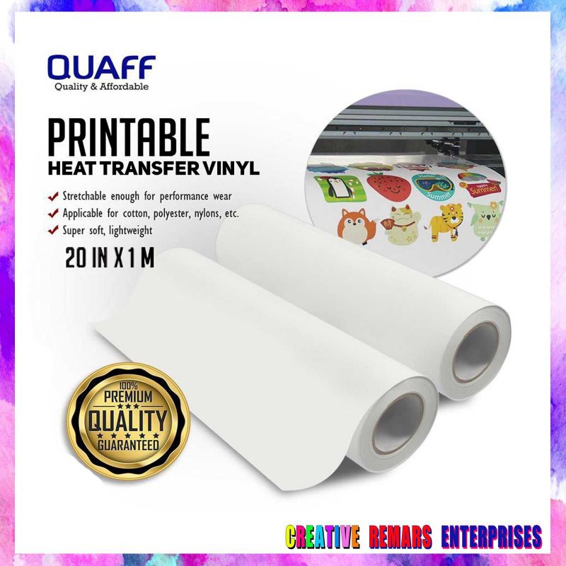 QUAFF PRINTABLE VINYL for Eco-Solvent Printer [20 inches x 1 meter] CDP ...