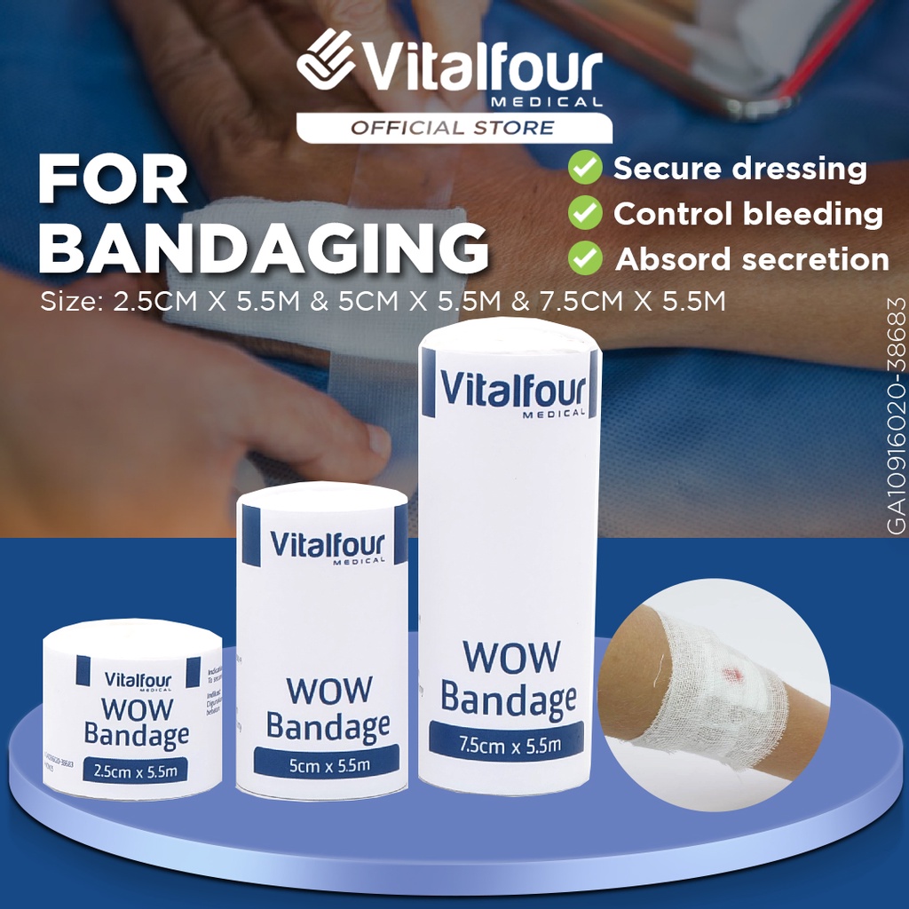 Elastic Bandage Roll - 5m X 7.5cm Viscose Tubular Dressing, 2-Way Stretch For Compression & Support