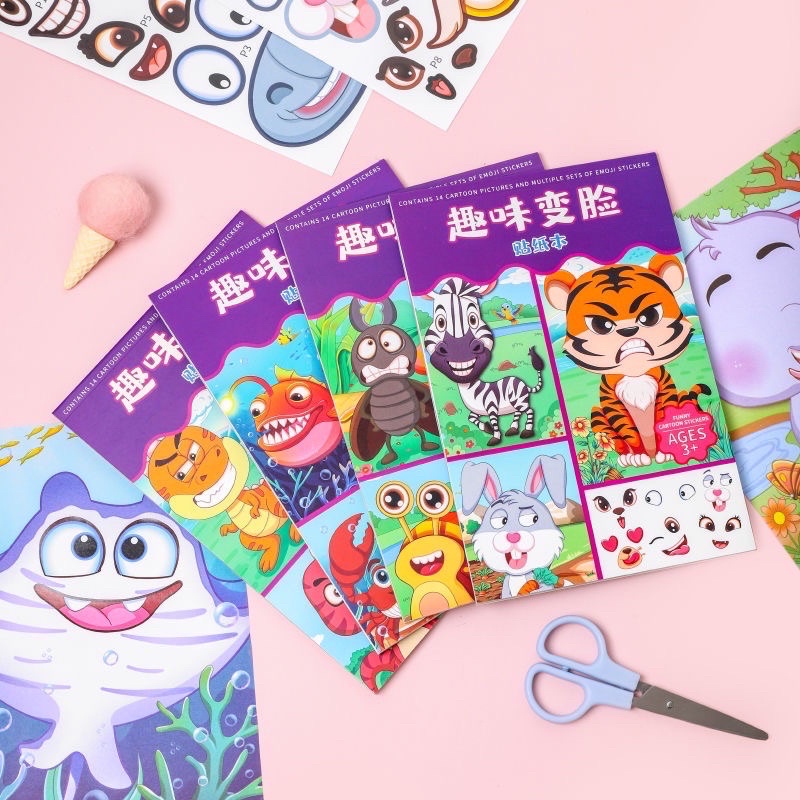 cartoon-face-changing-stickers-children-enlightenment-emoji-funny-diy