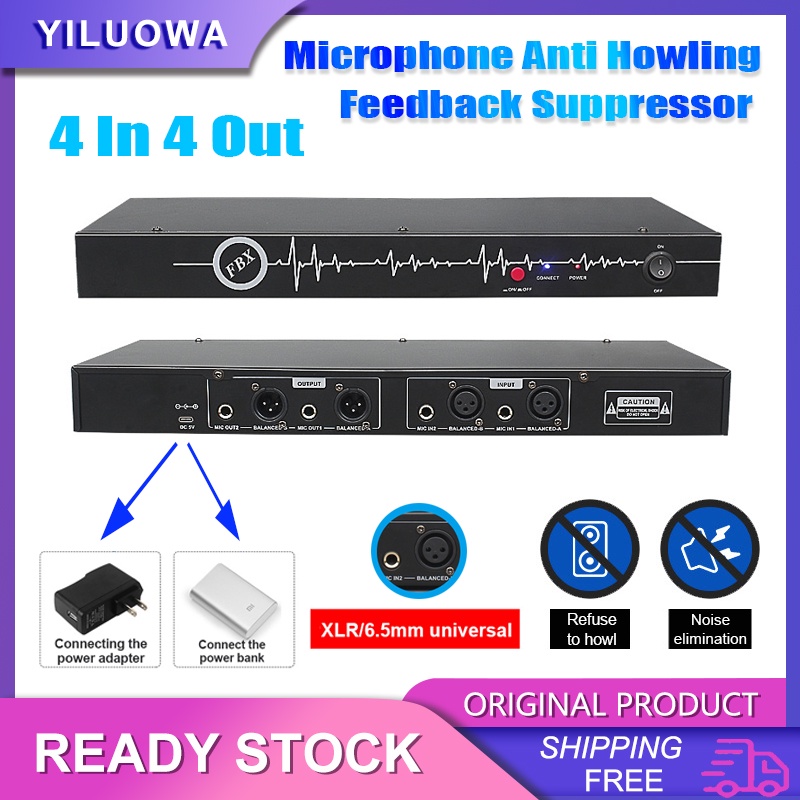 4 In 4 Out Microphone Anti Howling Feedback Suppressor Mic Anti Howling