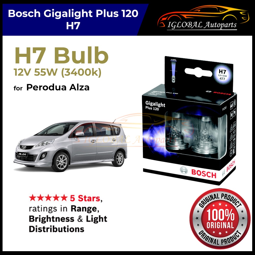 Bosch H7 Plus 120 Gigalight Headlamp Lamps-12 V 55 W Px26d-x2