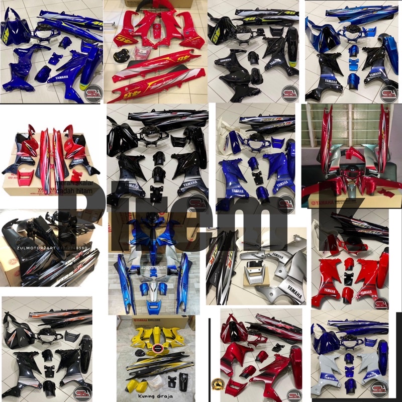 COVERSET 125Z ZR 100 Original Hly Hong Leong Yamaha 46 Biru Hitam Skala Hitam Robot Merah Skala