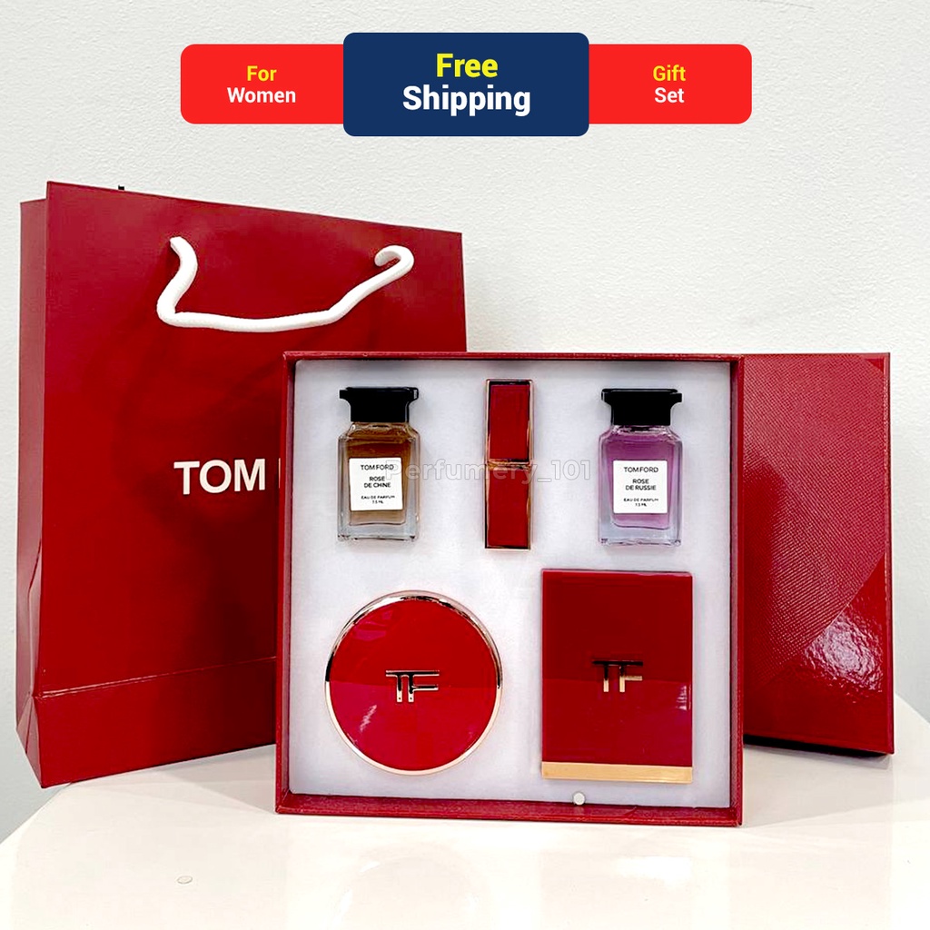 TOM FORD RED BOX MAKE UP SET 5IN1 (2MINI PERFUME, LIP COLOR, EYE COLOR ...