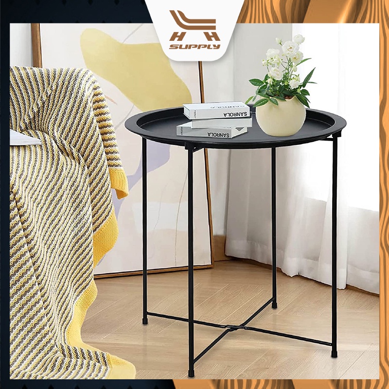 LH Round End Table Metal Tray Table Bedside Table, Indoor Modern Sofa ...