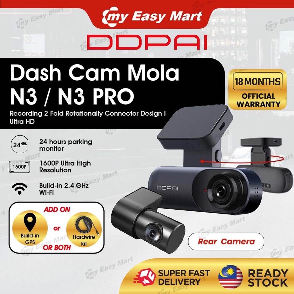 DDPAI Dash Cam Mola N3 / N3 Pro 1600P UHD 2K GPS DVR Android Wifi Smart ...