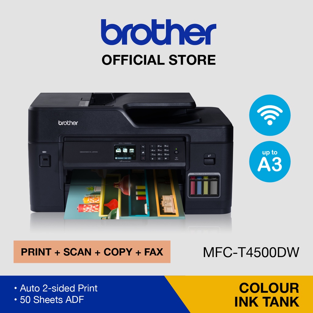 Brother A3 All in One Wireless Colour Ink Tank Printer MFC-T4500DW ...