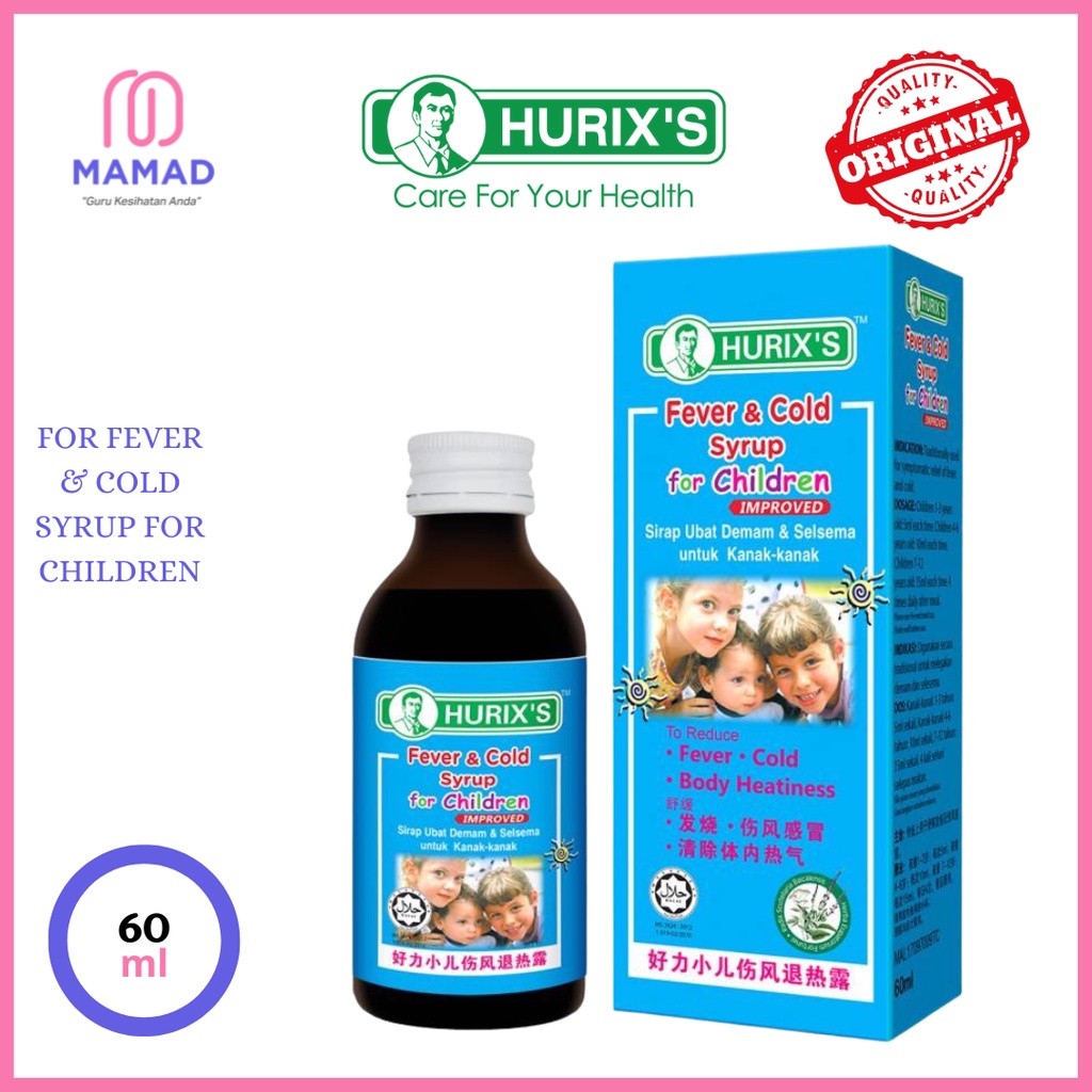 Hurix's Fever & Cold Syrup for Children Improved UBAT DEMAM SELSEMA