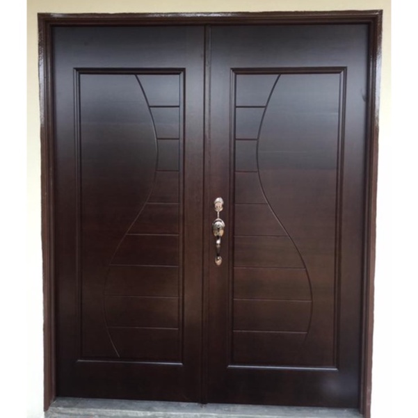 Pintu Kayu Utama Depan Rumah FULL SOLID Meranti 100% Original Wooden