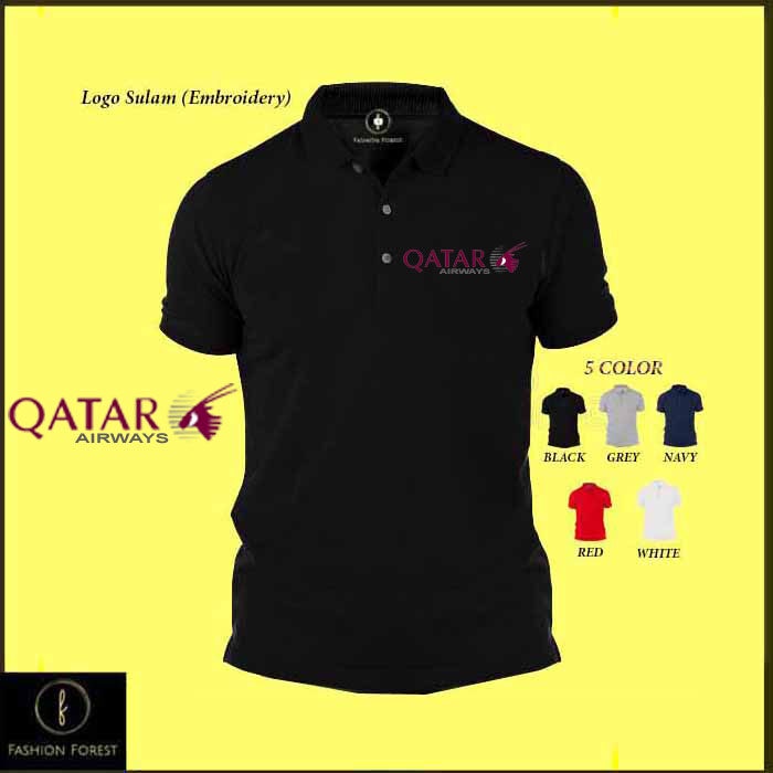 Baju logo Sulam QATAR AIRWAYS Polo Classic T Shirt Embroidery FOR MEN WOMRN Uniform staff Short Sleeve 100 COTTON FGL Shopee Malaysia