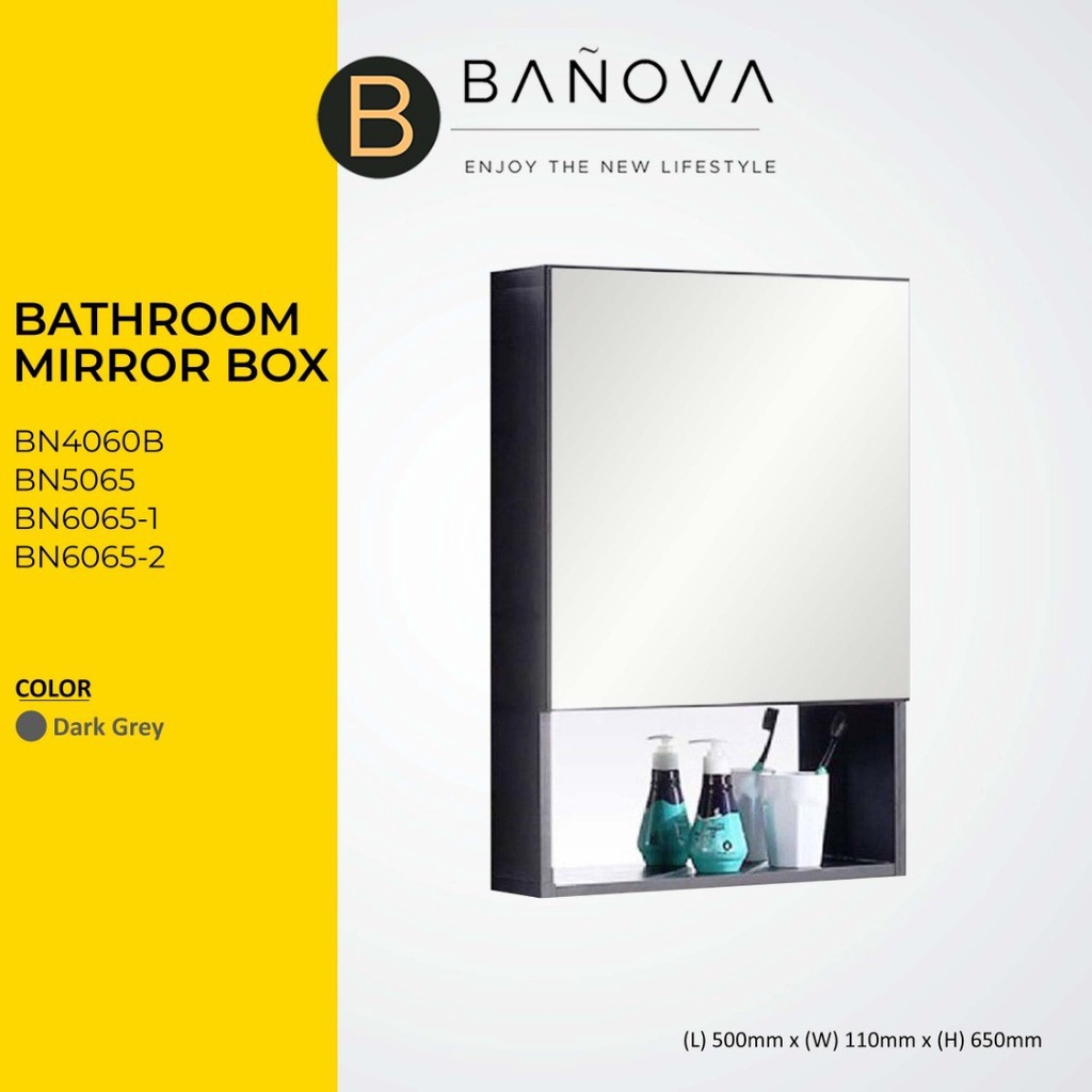 BANOVA Bathroom Mirror Aluminum Cosmetic Storage Organizer with Mirror