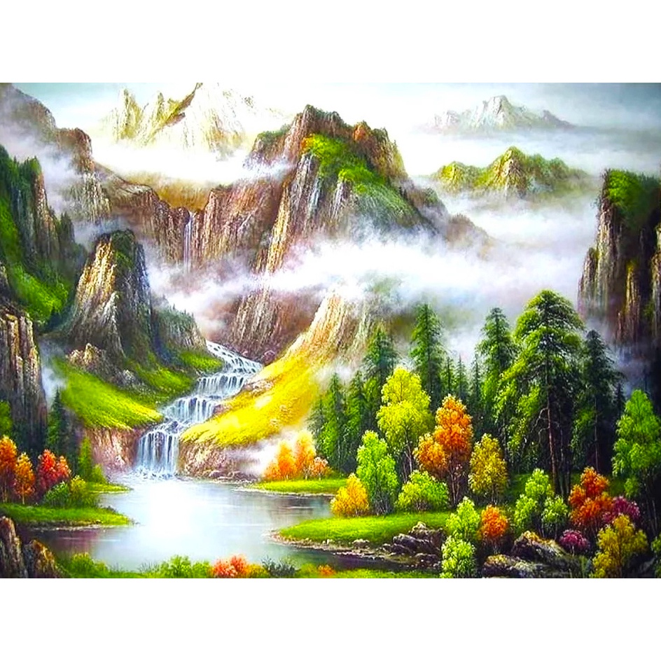 RUOPOTY 60x75cm/50x65cm/40x50cm Frame Oil Painting By Numbers River ...